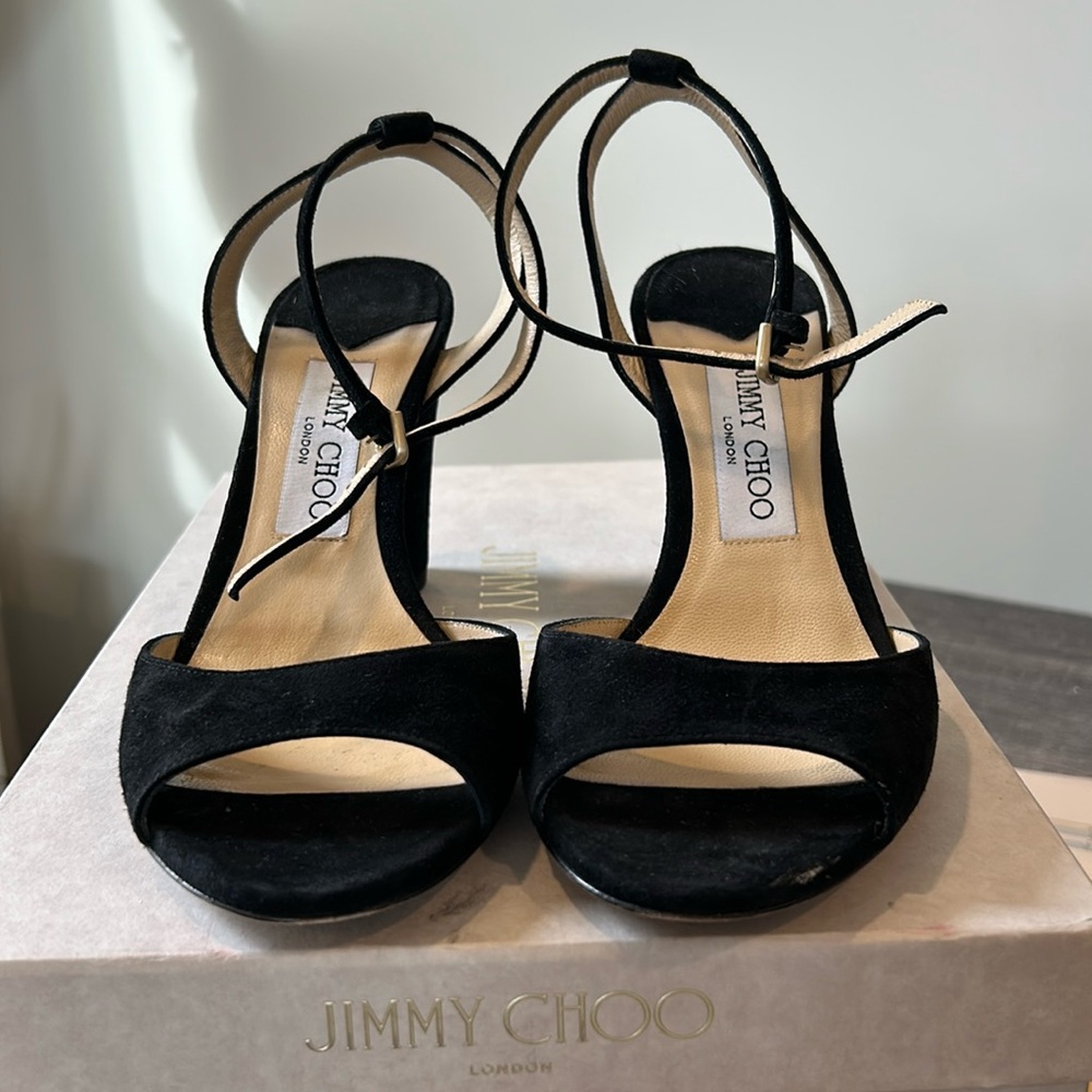 Jimmy Choo Miranda black suede shoes.  Worn once